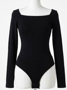 Mangopop Black Square neck Bodysuit XXL
